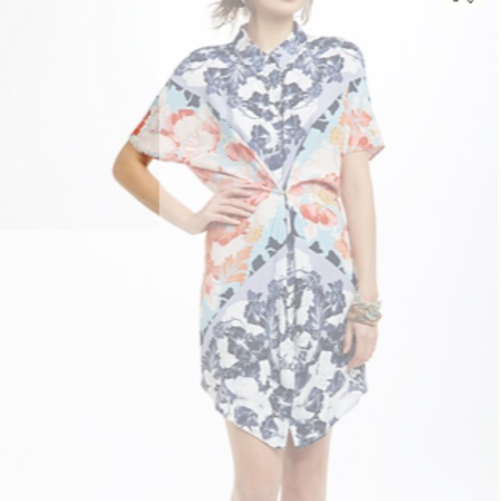 Maeve Anthropologie Hibiscus Bloom Shirtdress